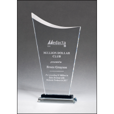 G2903 Medium Contemporary Clear Glass Award with Pedestal Base