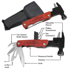 GFT043 - 6 3/4" Hammer Multi-Tool with Wood Handle/Pouch