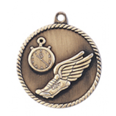 HR760 - 2" Antique Gold/Silver/Bronze Track High Relief Medal