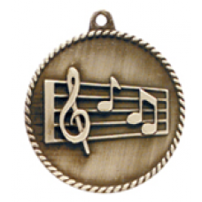 HR785 - 2" Antique Gold/Silver/Bronze Music High Relief Medal