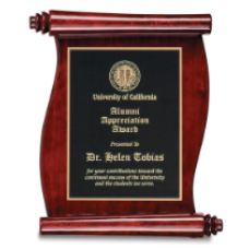 7C702A Rosewood Finish Scroll Plaque with Black Plate.