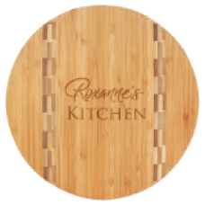 GFT023 - 9 3/4" Round Bamboo Cutting Board with Butcher Block Inlay