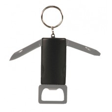 GFT030 - 3" Black 4-Function Bottle Opener with Keychain