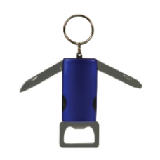 GFT032 - 3" Blue 4-Function Bottle Opener with Keychain