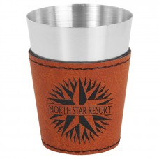 GFT1048 - 2 oz. Rawhide Laserable Leatherette & Stainless Steel Shot Glass