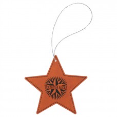 GFT1064 - Rawhide Laserable Leatherette Star Ornament with Silver String
