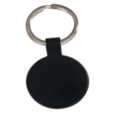 GFT110 - 1 1/2" Black Laserable Round Keychain