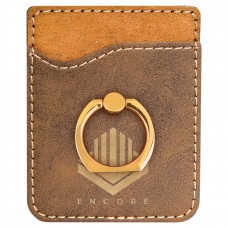 GFT1129 - Rustic/Gold Laserable Leatherette Phone Wallet with Gold Ring