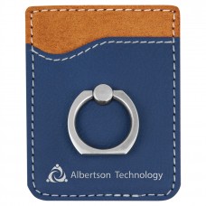 GFT1130 - Blue/Silver Laserable Leatherette Phone Wallet with Silver Ring