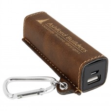GFT1143 - Rustic & Gold Laserable Leatherette 2200 mAh Power Bank with USB Cord
