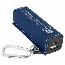 GFT1144 - Blue & Silver Laserable Leatherette 2200 mAh Power Bank with USB Cord