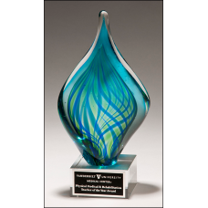 2274 Tear Drop Blue and Green Art Glass Award