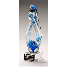 2297 Contemporary Art Glass Sculpture with Blue Accent