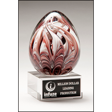2315  Egg-Shaped Burgundy and White Art Glass Award