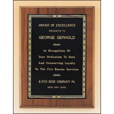 P640 XSmall American walnut plaque with a black brass plate.